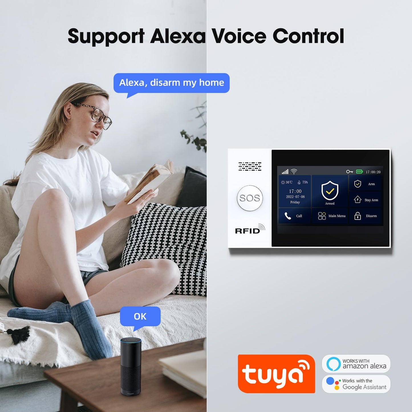 PGST Home Security System, Home Alarm System Wireless Touch Screen Motion Detection, Door and Window Alarms for Home, Wireless Siren, Remotes, Phone App, for Villa Home Apartment