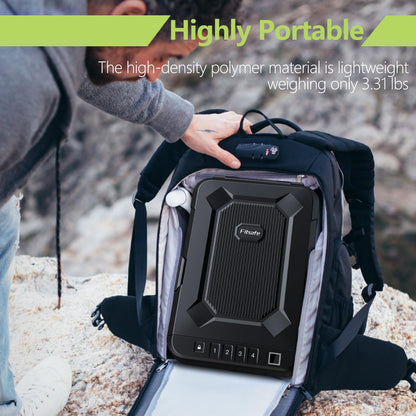 FITSAFE Biometric Handgun Safe - Secure Waterproof Car Small Pistol Case with Fingerprint Lock & Backlit Keypad, TSA Approved Portable Travel Gun Safe, Anti-Theft Compact Design for Home & Outdoor Use
