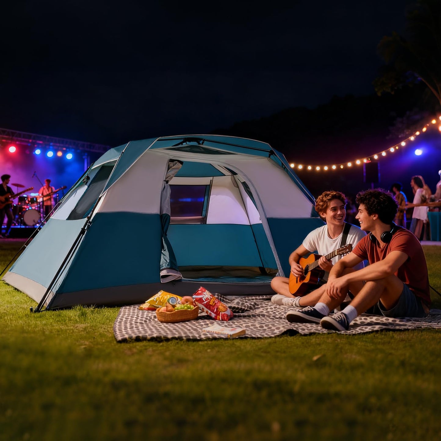 LEISURE IMPACT 6 Person Instant Camping Tent with Rainfly, 60s Easy Setup Family Cabin Tent 10x9ft, 1200mm Waterproof & Skylight Ventilation, Portable Shelter for Outdoor Camping, Hiking, Backyard