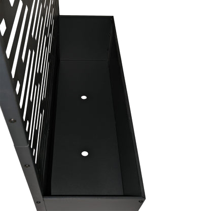 Oakland Living 6 ft. X 4 ft. Black Freestanding Metal Privacy Screen Room Divider with Flower Box