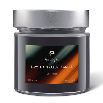 Low Temperature Candles, Low Heat, Body Safe Candle, Wax for Play, Unscented, 122°F, 6.35 OZ - FANALOKA (Black)