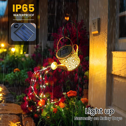 X-PREK Solar Garden Lights, Metal Watering Can Design, Waterproof, Warm White, Outdoor Patio Decor