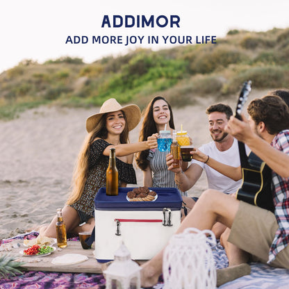 ADDIMOR 42 Can Collapsible Cooler Box, Versatile Insulated Leakproof Cooler Bag with Lids and 4 Cup Holder, Large Ice Chest for Beach Travel, Camping, Picnic