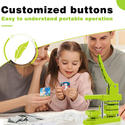 Happizza Square Button Maker Machine, Installation-Free Pin Maker Machine 50mm/1.97in, Square-Shaped Pin Badge Button Press Machine with 100pcs Button Maker Supplies, DIY Pin Maker Machine Kit
