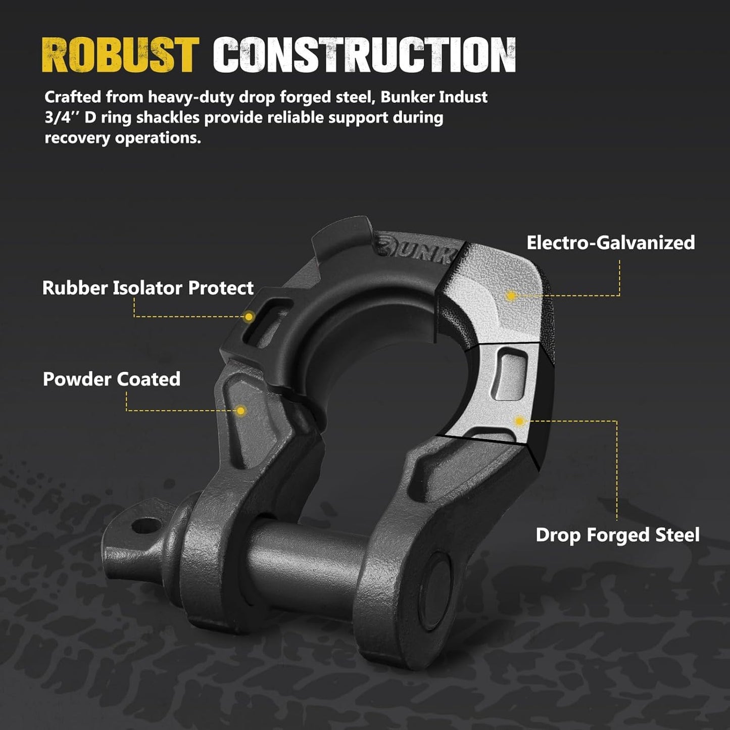 BUNKER INDUST Off Road Traction Boads + 3" x 20ft Recovery Straps + Pair 3/4 D Ring Shackles + Bag 35,000 lbs Tree Saver Winch Strap