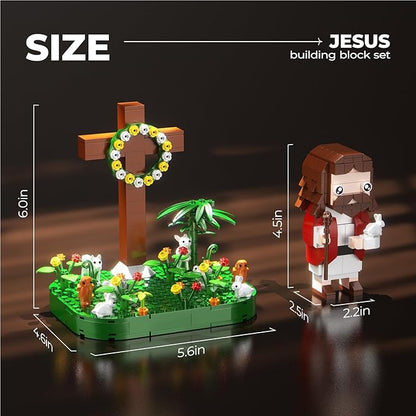 Jesus Building Block Set Cross Bible Story Jesus Figures Creative Christian Toy Easter Christian Gift for Adults and Kids (354 Pcs)