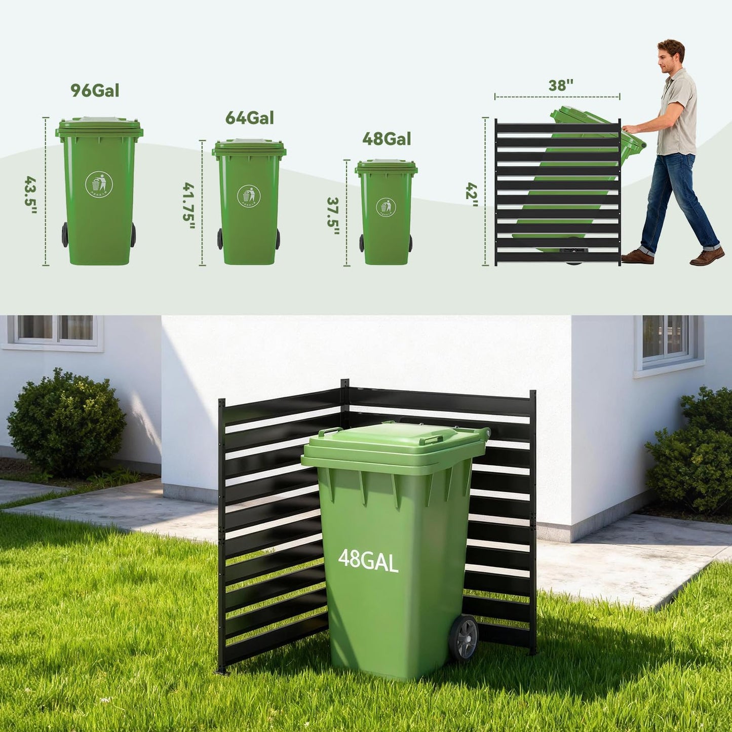 42" H x 38" W (2 Panels) Air Conditioner Fence Screen, Outdoor Privacy Screen Panels, Decorative Garden Fences for Hiding AC Units & Trash Cans, Patio Balcony Garden Decor