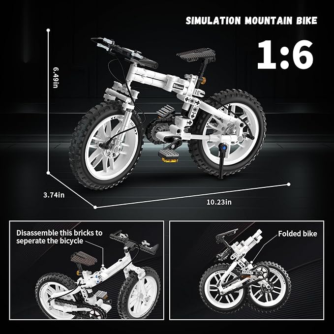 Foldable 1:6 Bicycle Building Blocks Set for Boys 8-12 Compatible with Lego Technic Motorcycle Mountain Bike Building Kit STEM Educational Dirt Bike Stunt Bike Building Toys Gift for Kids (246 PCS)