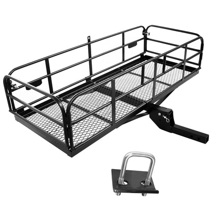 Carivia Folding Hitch Mount Cargo Carrier 60" x 24" x 14" 510 LB Capacity Heavy Duty Cargo Rack Rear Luggage Basket Fits 2" Receiver for Car SUV Pickup Trailer Camping