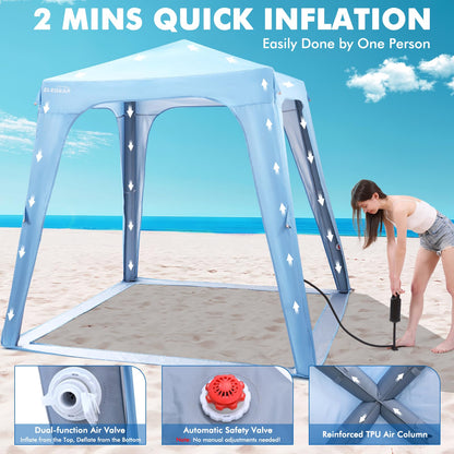 Elegear CumbreX™ Inflatable Beach Canopy Tent, 6-8 Person Beach Cabana with Side Curtain, UPF 50+ UV Protection Easy Setup Blow Up Sun Shade Shelter for Outdoors