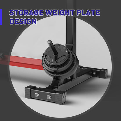 Holleyweb Squat Rack Stand Adjustable Barbell Stand Rack Bench Press Rack Multi-Function Strength Weight Rack Home Gym, Red, 42 inches (A-YD11010)