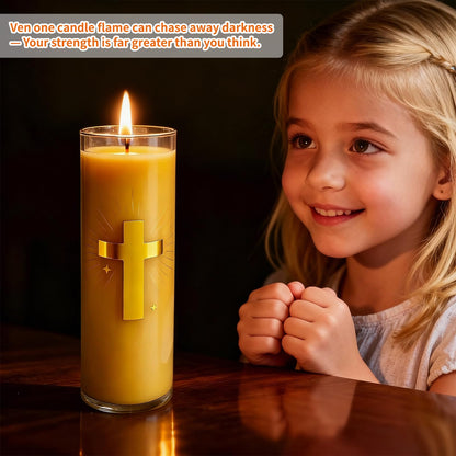 CysEdge Pure Beeswax Prayer Candles – 2 Glass Jars, 80 Hours Each, Unscented Pillar Candle Suitable for Churches, Memorials, Religious Vigils, Christian Gifts