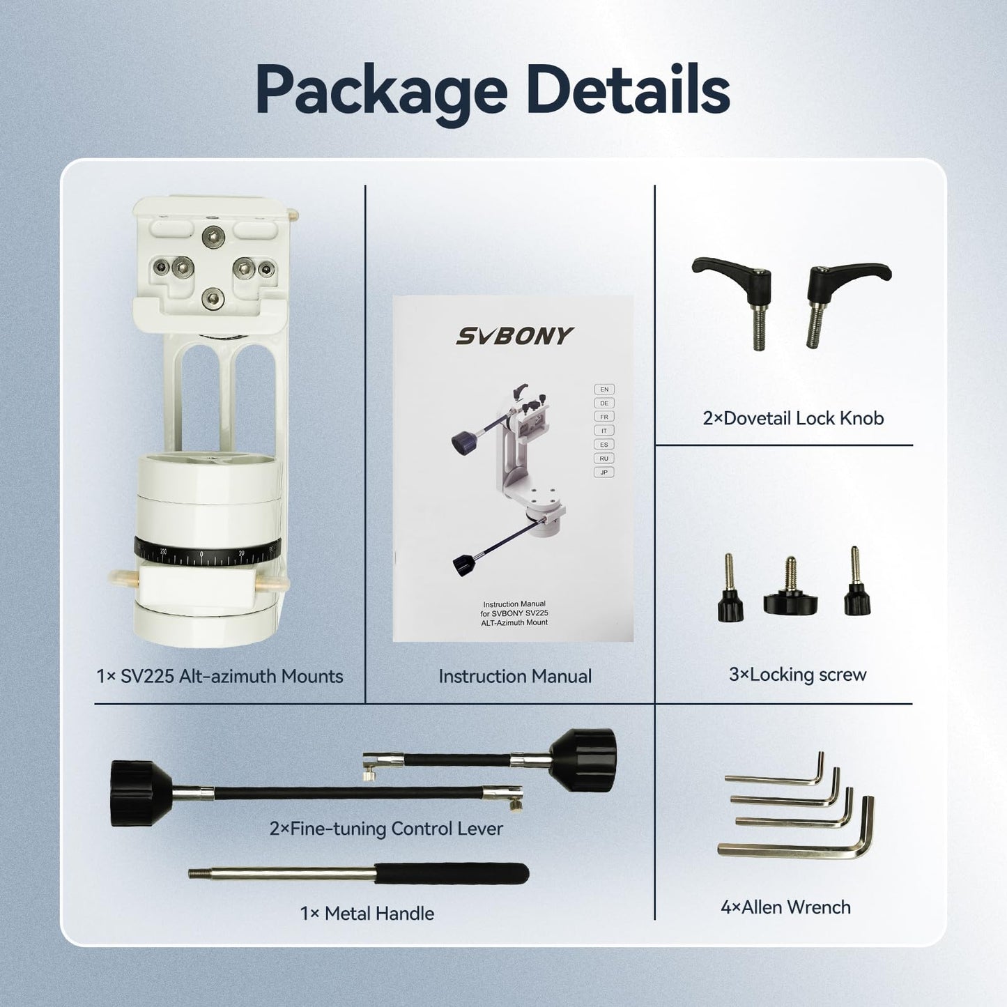 SVBONY SV225 Alt-Azimuth Mount, Adjustable Angle Alt-Azimuth Mount, Load-Bearing 10kg, CNC Hollow Structure, Telescope Altazimuth Fine Adjustment Shift, Telescope Accessories with Variable Speed Gear