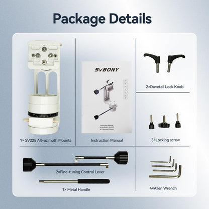 SVBONY SV225 Alt-Azimuth Mount, Adjustable Angle Alt-Azimuth Mount, Load-Bearing 10kg, CNC Hollow Structure, Telescope Altazimuth Fine Adjustment Shift, Telescope Accessories with Variable Speed Gear