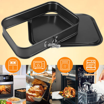 Abizarch Springform baking Pan Rectangle, 14 x 9.5 Inch Large Spring Form Cake Pan with Removable Bottom, Non-stick Cheesecake Cake Pan Bakeware for Home Kitchen DIY (Rectangular)