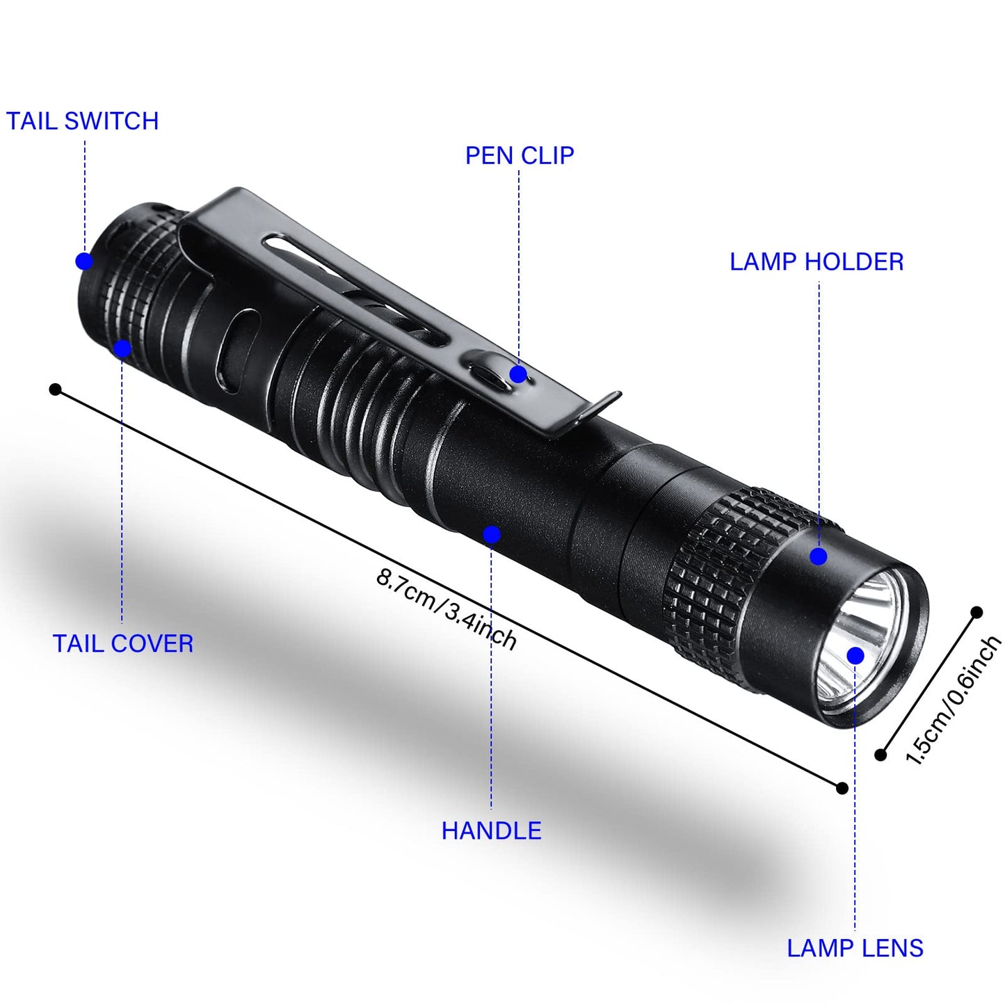 Zhengmy 100 Pcs Pocket Flashlight - Father's Day Gifts LED Compact Flashlight Bulk Mini EDC Pen Light with Removable Clip for Home, Outdoor, Camping, Emergency, Battery Not Included