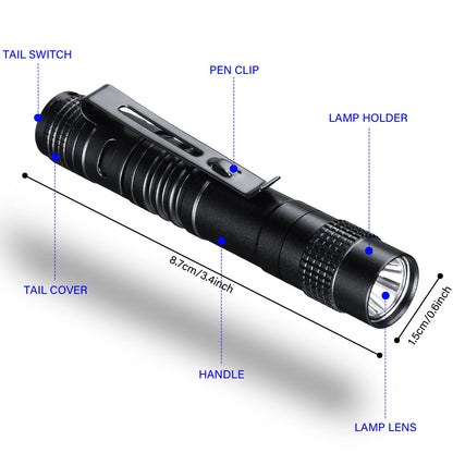 Zhengmy 100 Pcs Pocket Flashlight - Father's Day Gifts LED Compact Flashlight Bulk Mini EDC Pen Light with Removable Clip for Home, Outdoor, Camping, Emergency, Battery Not Included