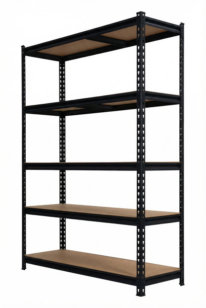 5-Tier Metal Adjustable Storage Shelving Unit, 2000 LBS Heavy-Duty Garage Shelve, 48'' x 24'' x 72'' Shelf Organizer for Garage, Kitchen, Bathroom Laundry, Closet (Black)