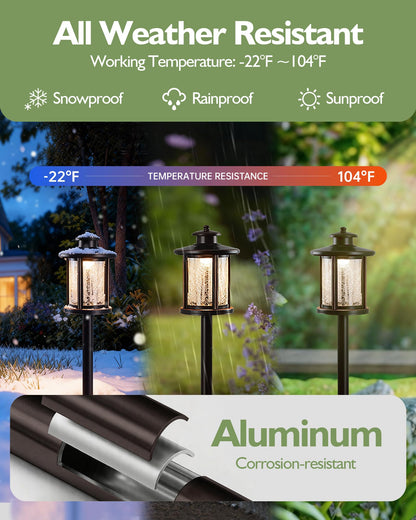 LITFIT Low Voltage Landscape Lighting, 12V 3.4W 155LM 3000K Wired Path Light, Outdoor Waterproof Electric Garden Light, Aluminum Yard Light, 50000H Integrated LED, Crackled Shade, ORB Finish, 4 Pack