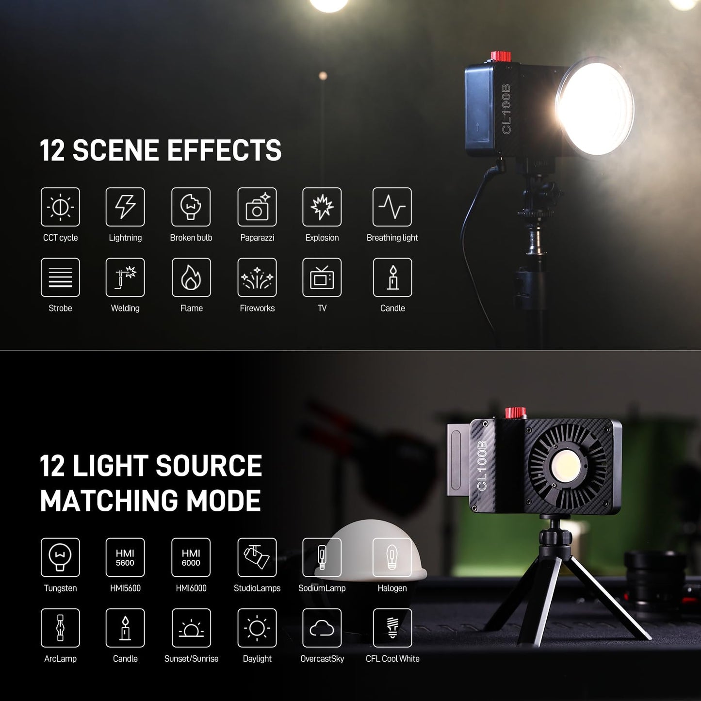 GVM 100W LED Video Light, 2 Packs Portable Photography Continuous Lighting Kit with Bluetooth Control, 2700K~6800K, 18500 Lux @1m, Mini COB Handheld Spotlight for Video, Portrait and YouTube Shooting