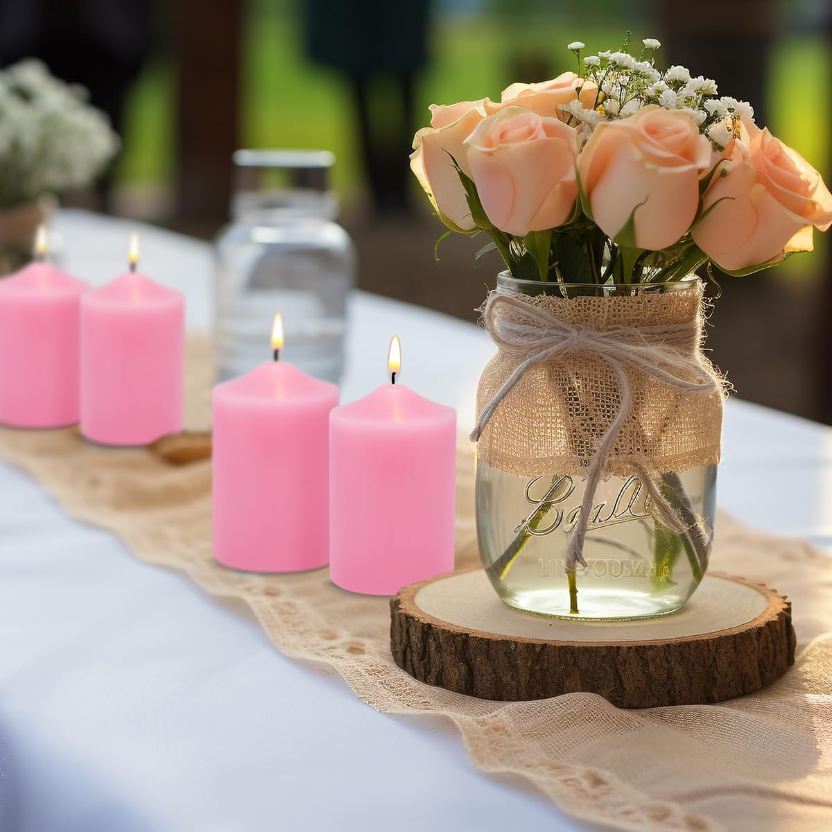12 Pack 2x3 Inch Pink Pillar Candles, Unscented Column Candles for Home Restaurants Spa Church Weddings, Smokeless Dripless and Clean Burning Emergency Candle