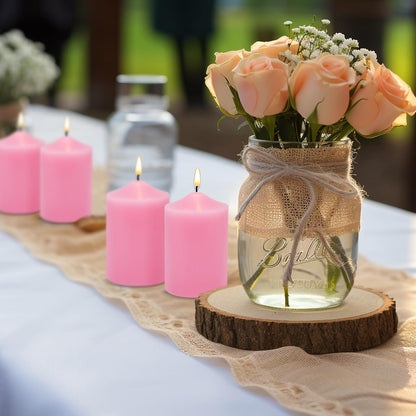 12 Pack 2x3 Inch Pink Pillar Candles, Unscented Column Candles for Home Restaurants Spa Church Weddings, Smokeless Dripless and Clean Burning Emergency Candle