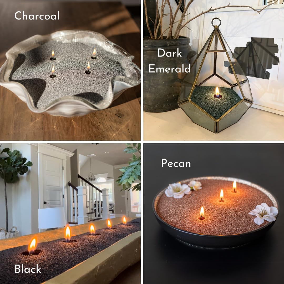 Foton Pearled Candle Colored 18 Oz - Marble Unscented Non Toxic Luxury Long Lasting Powder Candles up to 120 Hours - Refillable Candle Sand with 30 Wicks for Candle Making