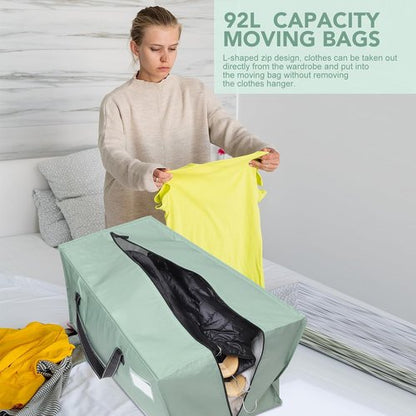 Dntorx Heavy Duty Moving Bags - Waterproof Clothes Storage with Backpack Straps | Large 4-Pack