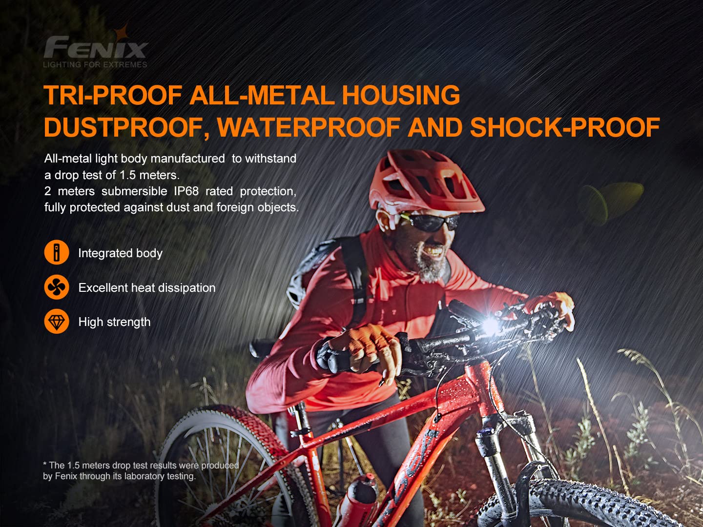 Fenix BC26R Rechargeable Bike Light, 1600 Lumens Bicycle Headlight with USB-C Charging, IP68 Waterproof, Wide Beam, Quick Release Mount for Road Cycling, Mountain Bike and Commuting