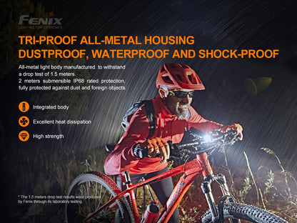 Fenix BC26R Rechargeable Bike Light, 1600 Lumens Bicycle Headlight with USB-C Charging, IP68 Waterproof, Wide Beam, Quick Release Mount for Road Cycling, Mountain Bike and Commuting