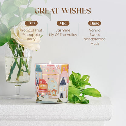 M&SENSE Jasmine Tropical Fruit Sandalwood Vanilla Scent Soy Wax Scented Candles - 10.2 oz | Natural Fragrance for Home & Book Candle| for Housewarming, Hostess Gifts,Thank You Gifts