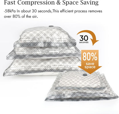 Travel Vacuum Storage Bags - 15 Pack Compression Seal Bags with USB Electric Pump | Space Saver for Clothes