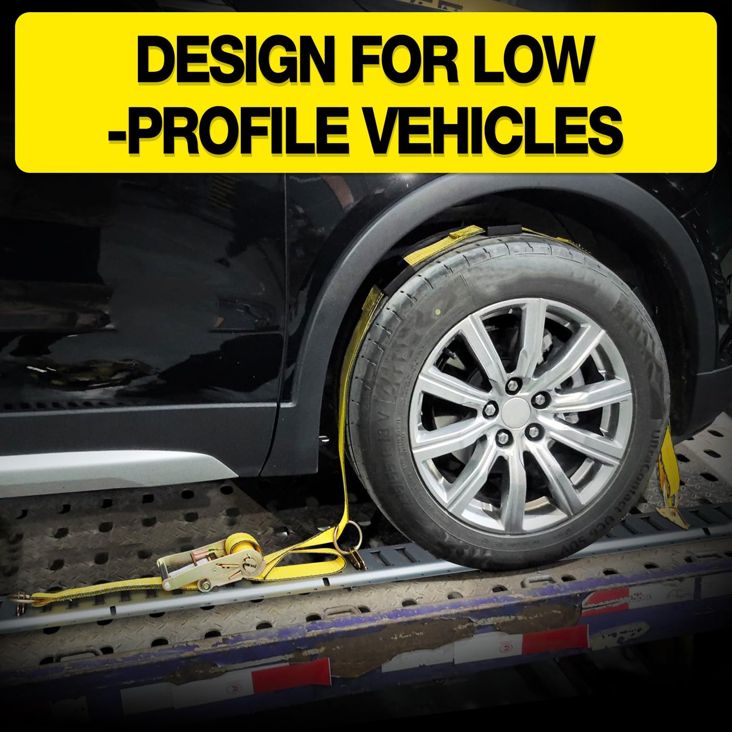 Autofonder E Track Tire Straps for Trailer Heavy Duty 2" x 10' Auto Hauler Strap-10,000lb Guaranteed Break Strength-(4) Premium Vehicle Tie Down Kit with Rubber Blocks Wheel Tie-Downs for Truck, UTV
