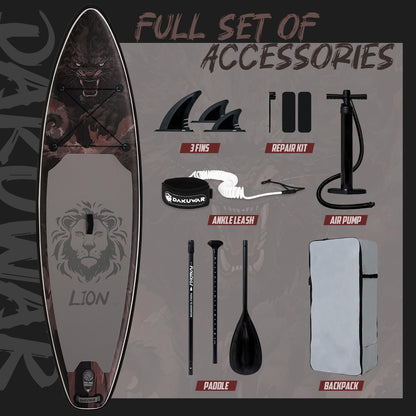 DAKUWAR Paddle Board 10'6''/10' Inflatable Stand Up Paddle Boards with SUP Accessories Ultra-Light Paddleboard Non-Slip Comfort Deck for Adults & Youth of All Skill Levels (Black and Gray)