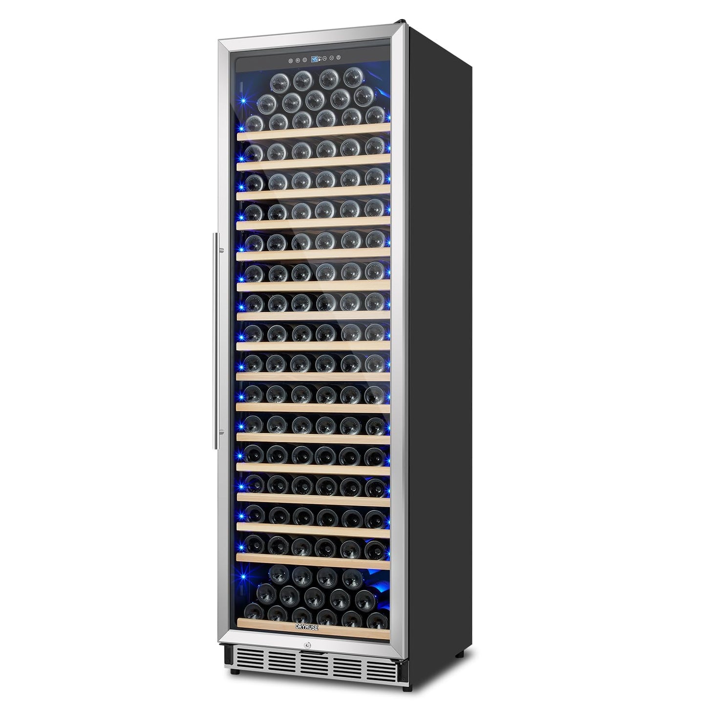 ORYMUSE Large 200 Bottle Wine Fridge - 24 Inch Wine Cooler Refrigerator, Freestanding and Built-in Design, Upgraded Compressor Cooling, Intelligent Temperature Memory