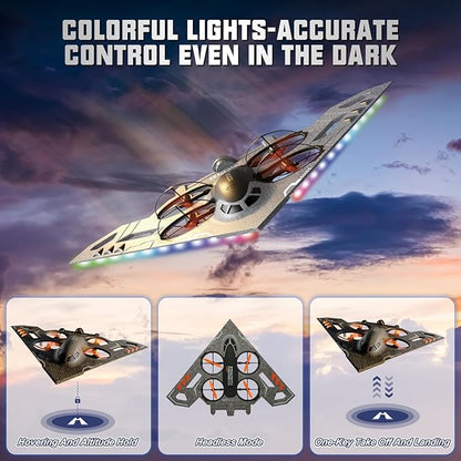 A ALPHA 3-in-1 RC Jet Plane Remote Control Airplane – Air Land &amp Water RC Airplane Fighter Jet Drone Toy for Kids &amp Adults