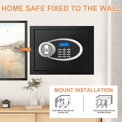 1.7 CUFT Home Safe Fireproof Waterproof, Anti-Theft Digital Security Personal Safe Box with Electronic Keypad and Removable Shelf, Small Fireproof Safe for Documents Money, Jewelry, Medications