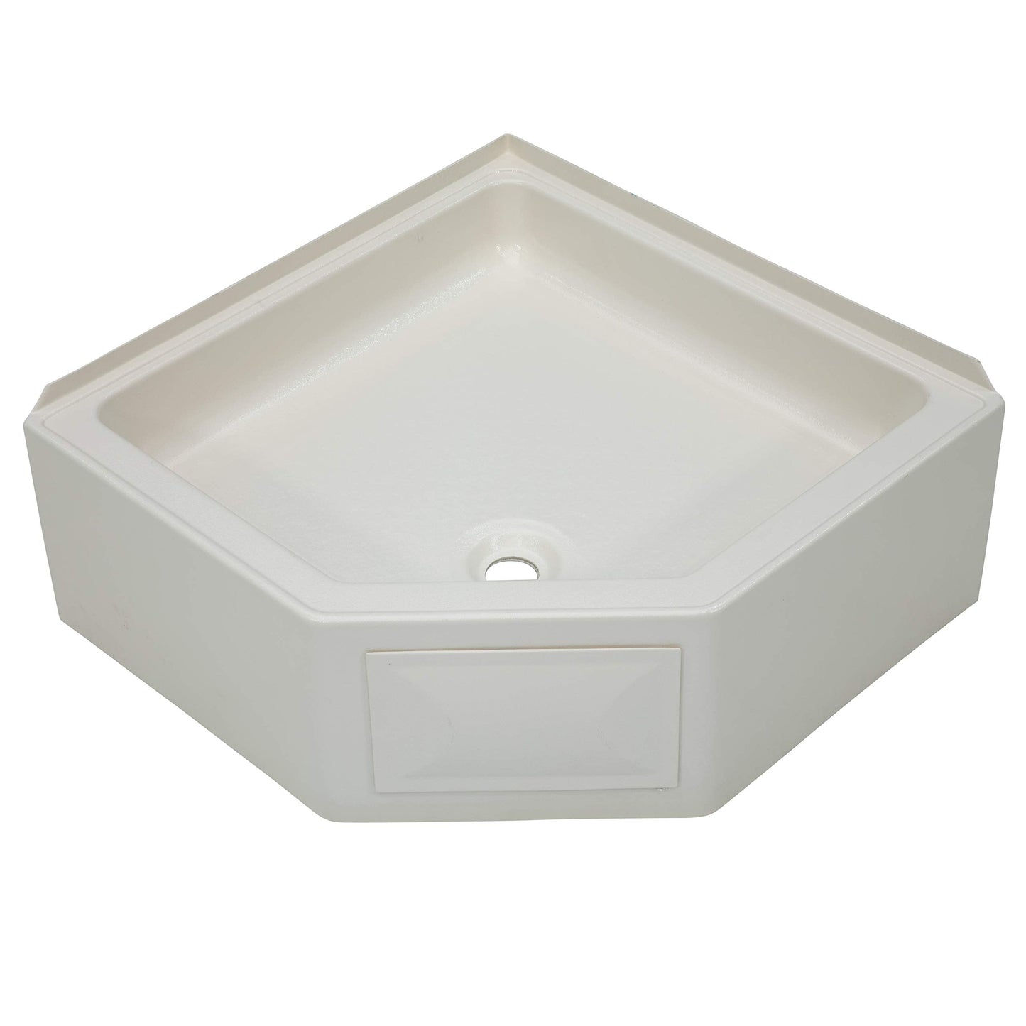 Lippert Replacement 27" x 27" Parchment Corner Shower Pan with Center Drain for RVs, Travel Trailers, 5th Wheels, and Motorhomes - 298087