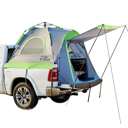JOYTUTUS Semi-Automatic Truck Bed Tent with Awning, Easy Set-up with Pre-Assembled Design, 2 Person Portable Truck Camping Tent with Rainfly for 5.5FT-5.8FT Pickup Truck Bed, Waterproof PU2000mm