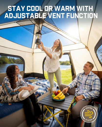 FanttikOutdoor Beta C6 Apex SUV Tent 6 Person Instant Cabin Car Tent Setup in 60 Seconds with Rainfly & Windproof Portable with Carry Bag for Family Camping, Upgraded Ventilation, Khaki