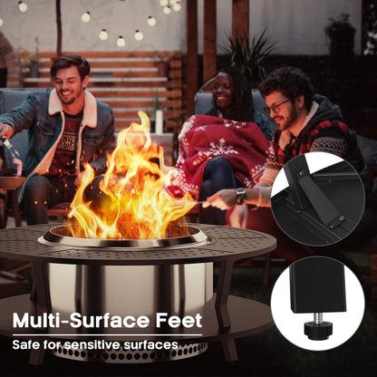 Uniflasy 48" Fire Pit Surround Tabletop for Solo Stove Yukon, Bonfire & Tiki, Portable Protective Barrier Equal Width Design with Firewood Storage Shelf for Safety & Extra Space, Outdoor FirePit Table