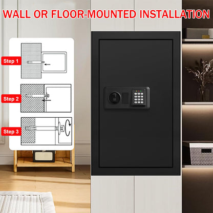 6.0 Cub Large Fireproof Safe Box for Home Use, Digital Security Safes Fireproof Waterproof with Combination Lock and 3 Removable Shelves, Anti-Theft Home Fire Safe for Document Money Valuables