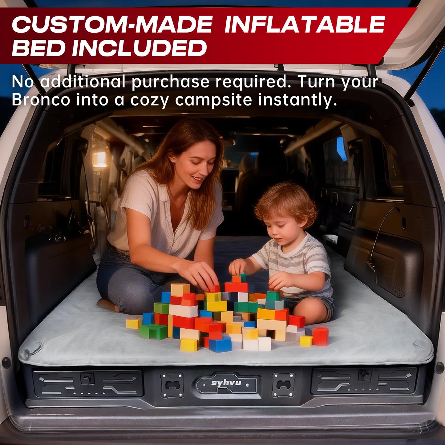 syhvu MagicBox Car Trunk Organizer for 2021-2025 Ford Bronco 4-Door, Heavy-Duty PE Storage Drawer with Hidden Lock, Fold-Flat SUV Sleeping Platform & Cargo Management System