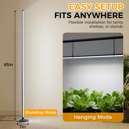 Grow Lights for Indoor Plants with Timer, 42W 192 LEDs Full Spectrum Vertical Grow Light 65 Inch Standing Grow Lights with Foot Switch,3 Light Modes 10-Level Dimmable Wide Coverage