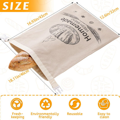 Beeswax Bread Bags by [Brand Name] - Reusable Organic Linen for Sourdough | 17 x 12.6 Inches, Freezer-Friendly