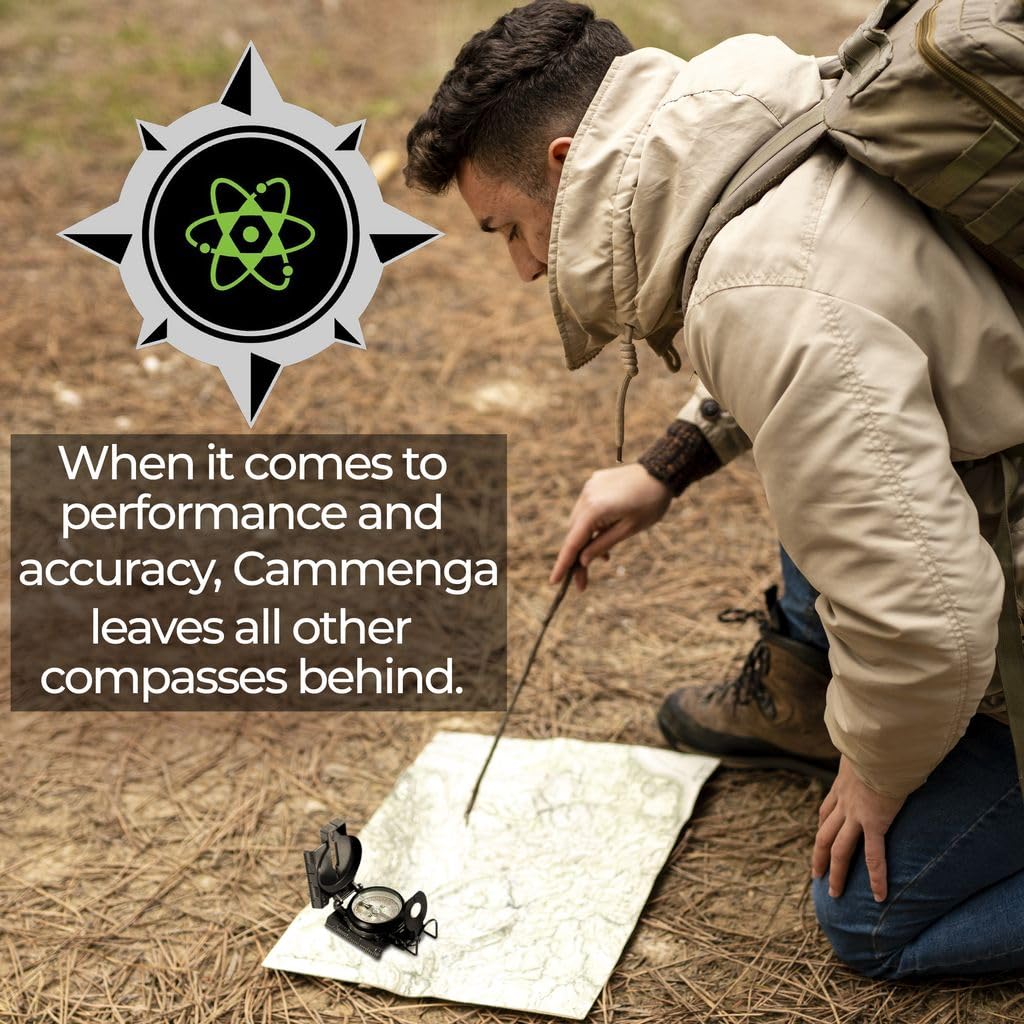 Cammenga Lensatic Tritium Compass, Official USA Military Compass - Accurate and Ultralight Tactical Compasses for Orienteering Backpacking Hunting Hiking Boating - Black