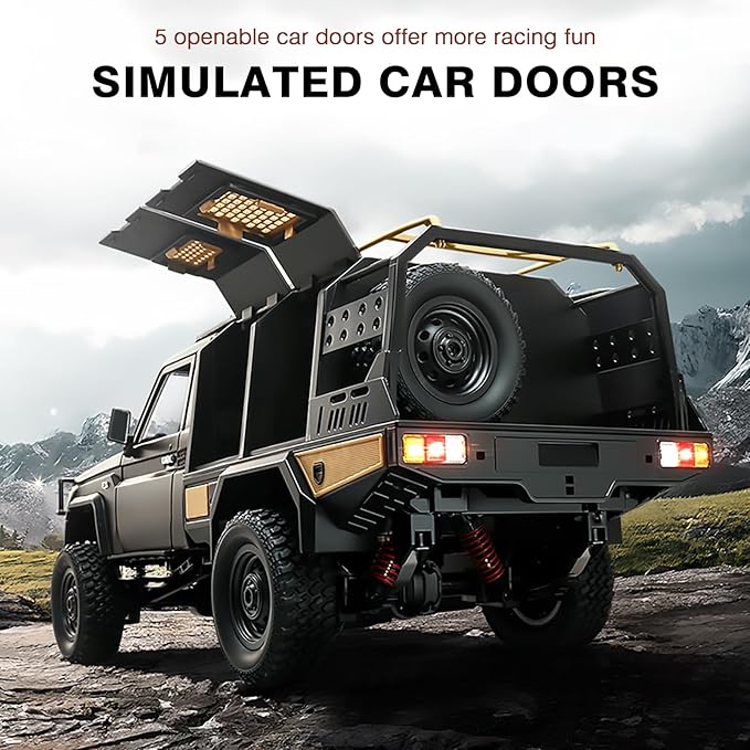 1/12 Scale RC Crawler MN-82S LC79 RTR RC Truck 4x4 Off Road Vehicles 2.4GHz RC Rock Crawler Car with LED Lights 7.4V 1200mAh Battery for Adults Hobby Toys (Black)