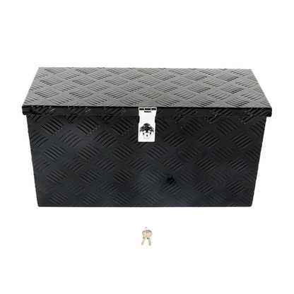 BIGREAT 24'' Inch Stripes Plated ATV UTV Aluminum Tool Box Truck Bed Toolbox Waterproof Square Storage Organizer with Lock and Keys Black(‎24" L x 9.5" W x 12.5" H)