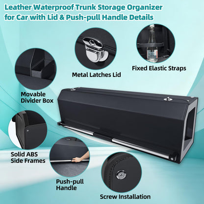 CarCrate Car Trunk Organizer with LED Light, SUV Organizer Trunk Storage, Leather Callapsible Storage Box, Waterproof Car Organizers and Storage Powered by 4 AA Batteries(Batteries Not Included)