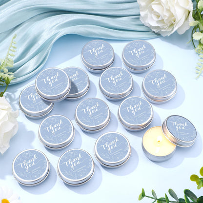 MTLEE 50 Pcs Blue Floral Wedding Thank You Candles Gifts for Guests, Bridal Shower Baby Shower Favors, 1 oz Mini Lavender Scented Soy Wax Candles Tin Bulk for Birthday Aromatherapy Party Favors